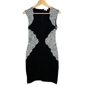 ERIN Festherston x Anthropologie Lace Trim Bodycon Dress Mini Black LBD - 4